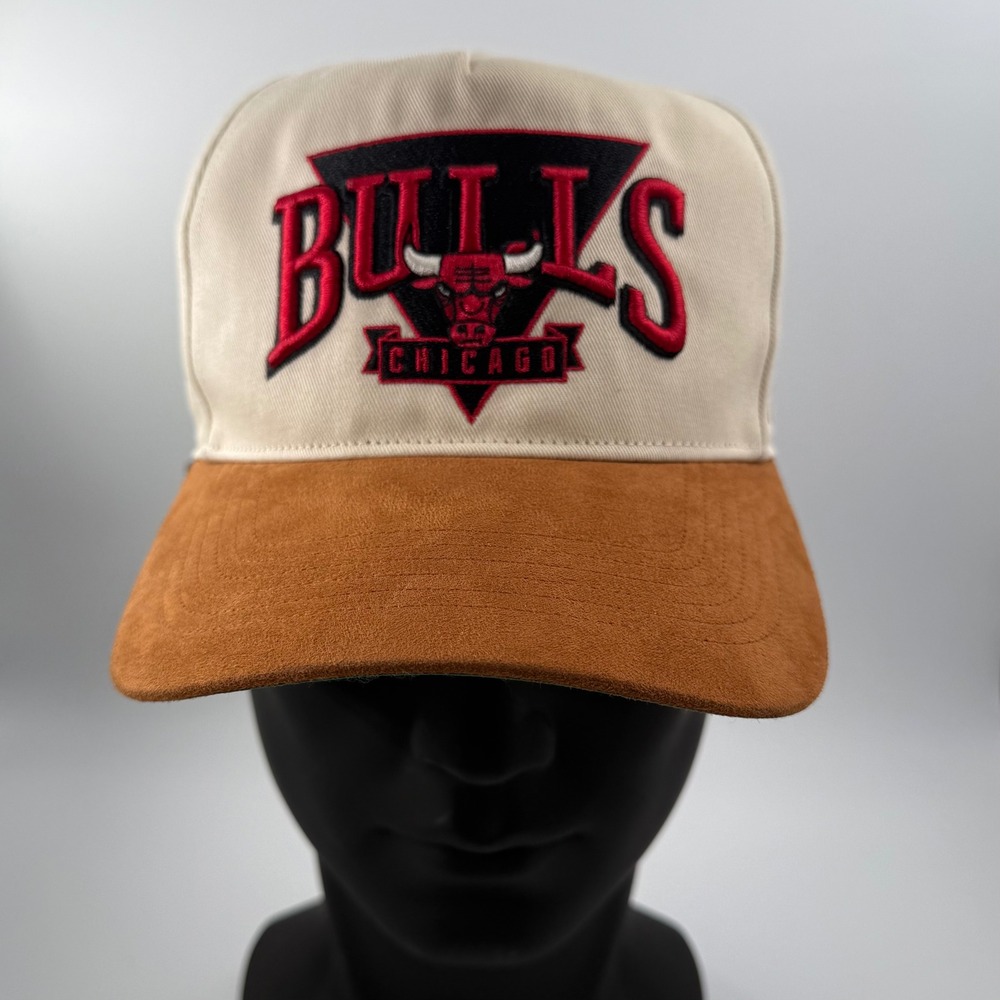 47 Brand Chicago Bulls Snapback Hat Cream Brown Suede Brim NBA Basketball Cap